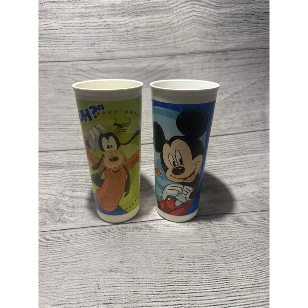 Vintage Tupperware Set of 2 16 oz. Mickey & Goofy DISNEY TUMBLERS Used